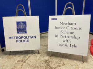 Signs showing Junior Citizens programme being hosted by Tate & Lyle