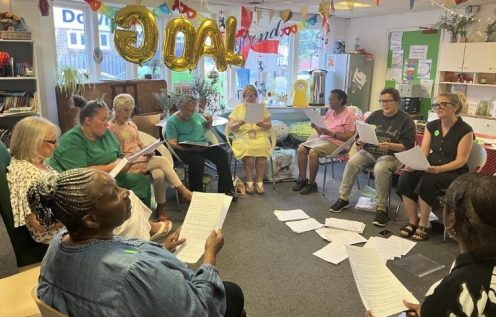 Choir in a circle singing